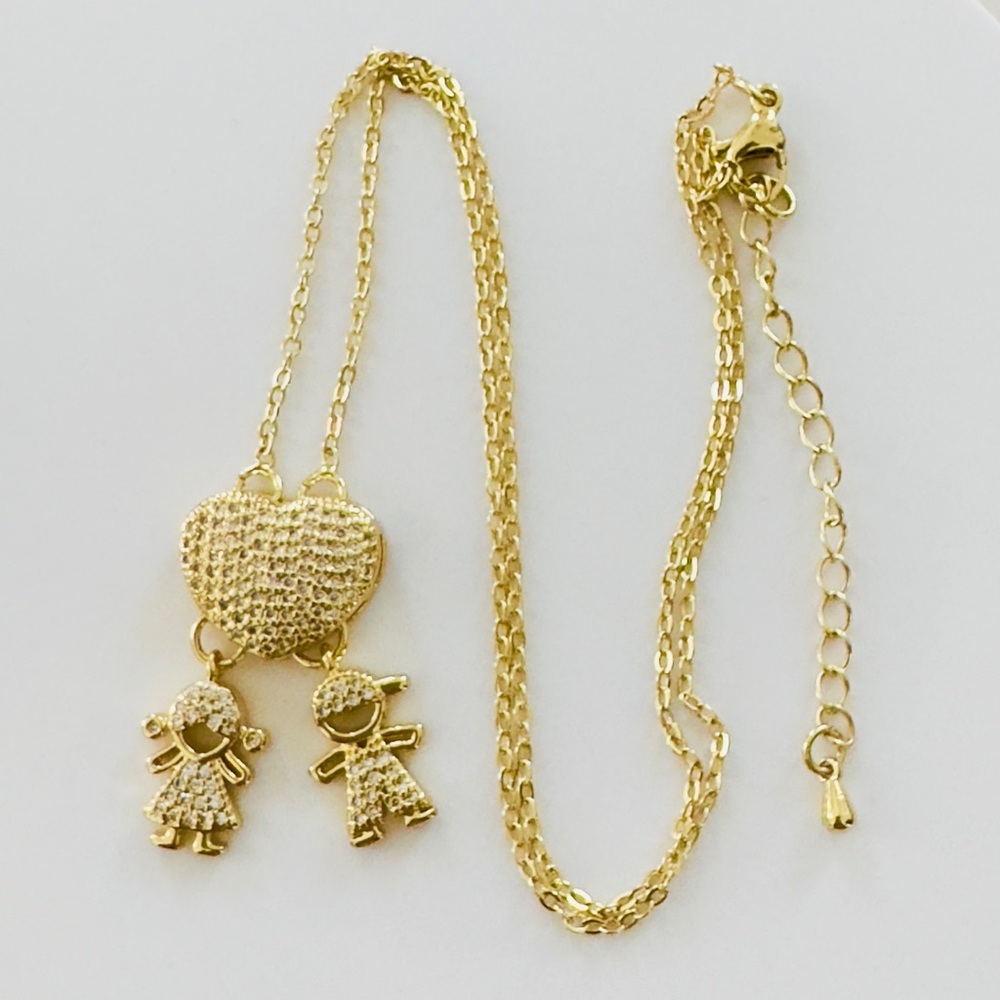New My Girl and Boy Heart Women's Necklace. 18K Gold Plated.